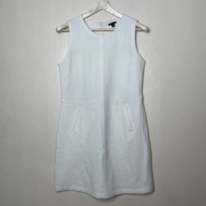 Ann Taylor Dress Womens Medium white Sleeveless Wool a Line Pockets Casual